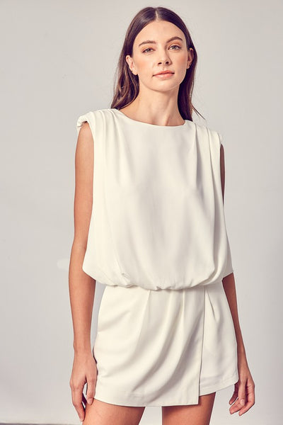 DRAPE NECK OPEN BACK ROMPER - Nolita Nicole