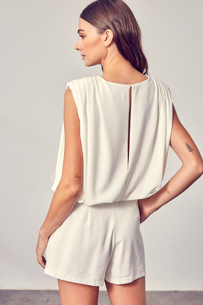 DRAPE NECK OPEN BACK ROMPER - Nolita Nicole