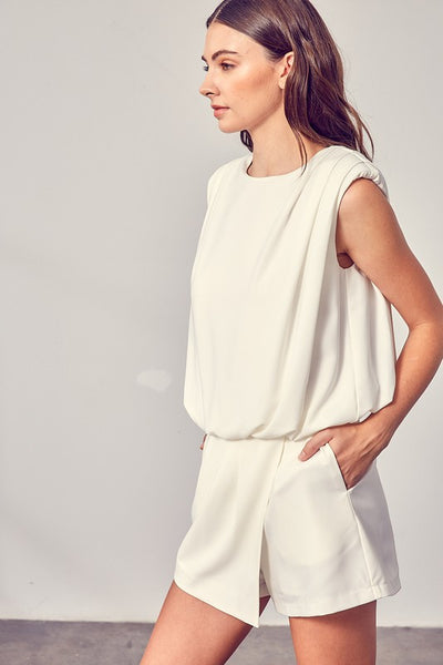 DRAPE NECK OPEN BACK ROMPER - Nolita Nicole