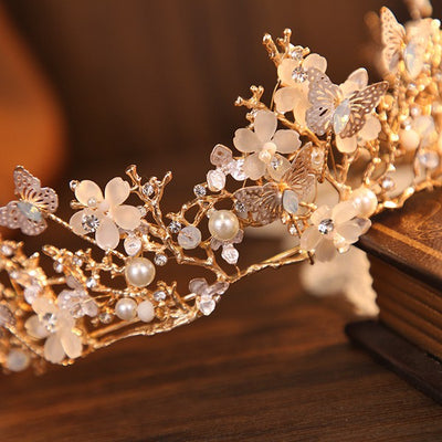 Butterfly Pearl Alloy Crown Headband L3208 - Nolita Nicole