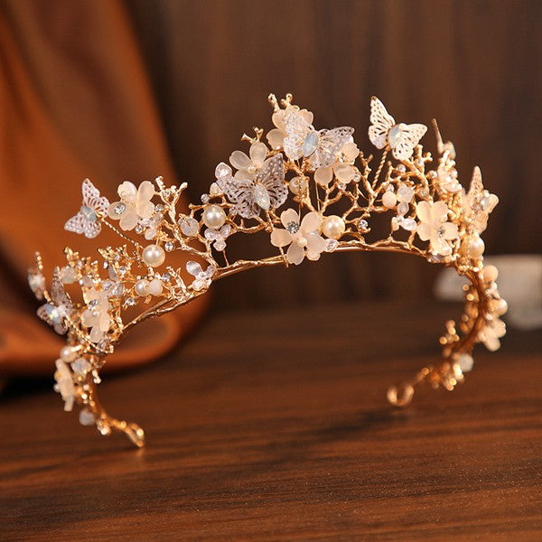 Butterfly Pearl Alloy Crown Headband L3208 - Nolita Nicole