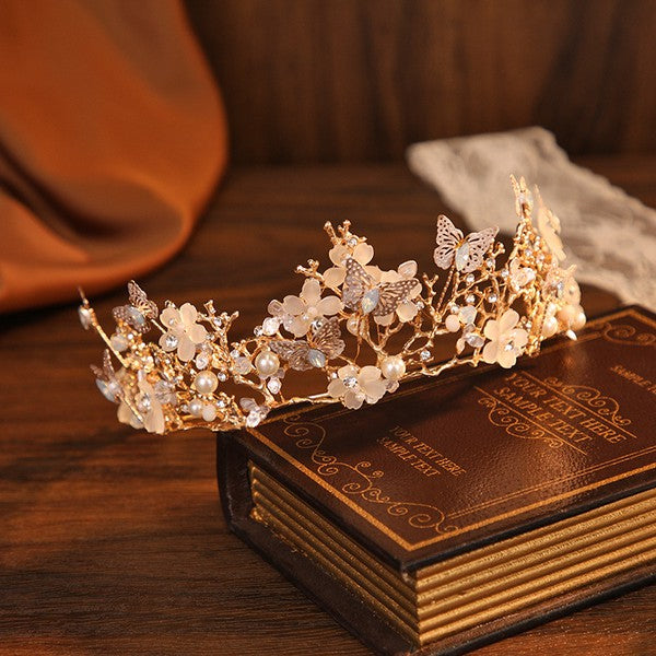 Butterfly Pearl Alloy Crown Headband L3208 - Nolita Nicole