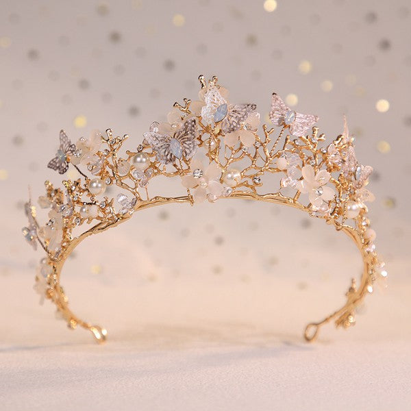 Butterfly Pearl Alloy Crown Headband L3208 - Nolita Nicole