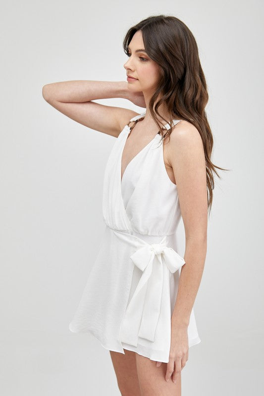 TRIM DETAIL SIDE TIE ROMPER - Nolita Nicole