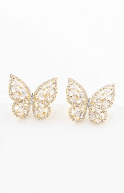 Crystal Butterfly Earrings Gold - Nolita Nicole