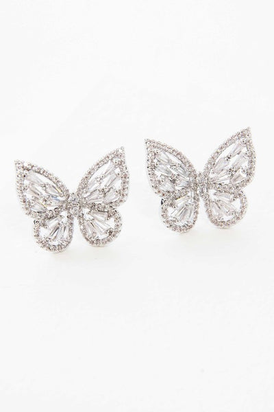 Crystal Butterfly Earrings Silver - Nolita Nicole