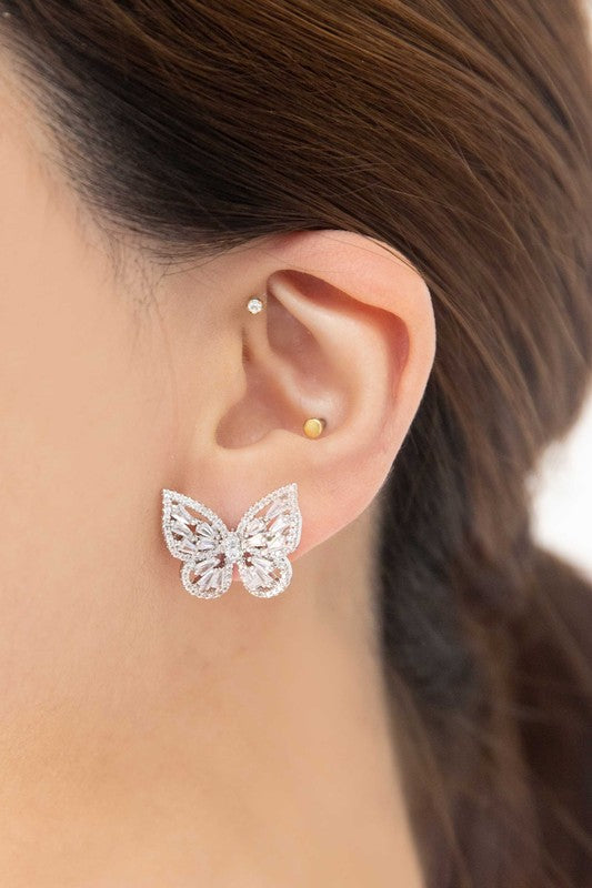 Crystal Butterfly Earrings Silver - Nolita Nicole