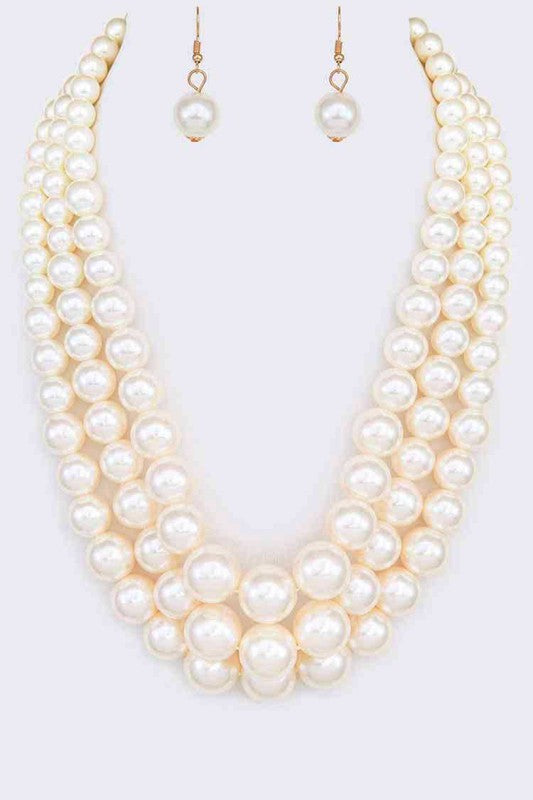 Pearl Layer Statement Necklace Set - Nolita Nicole