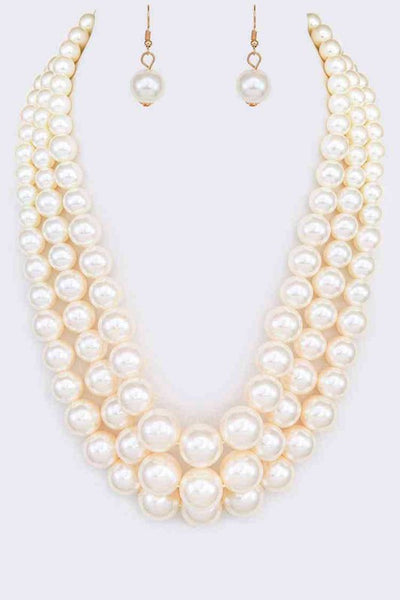 Pearl Layer Statement Necklace Set - Nolita Nicole