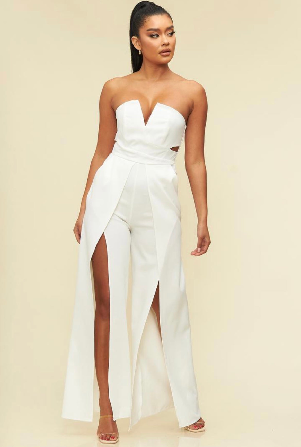 White Bustier Jumpsuit - Nolita Nicole