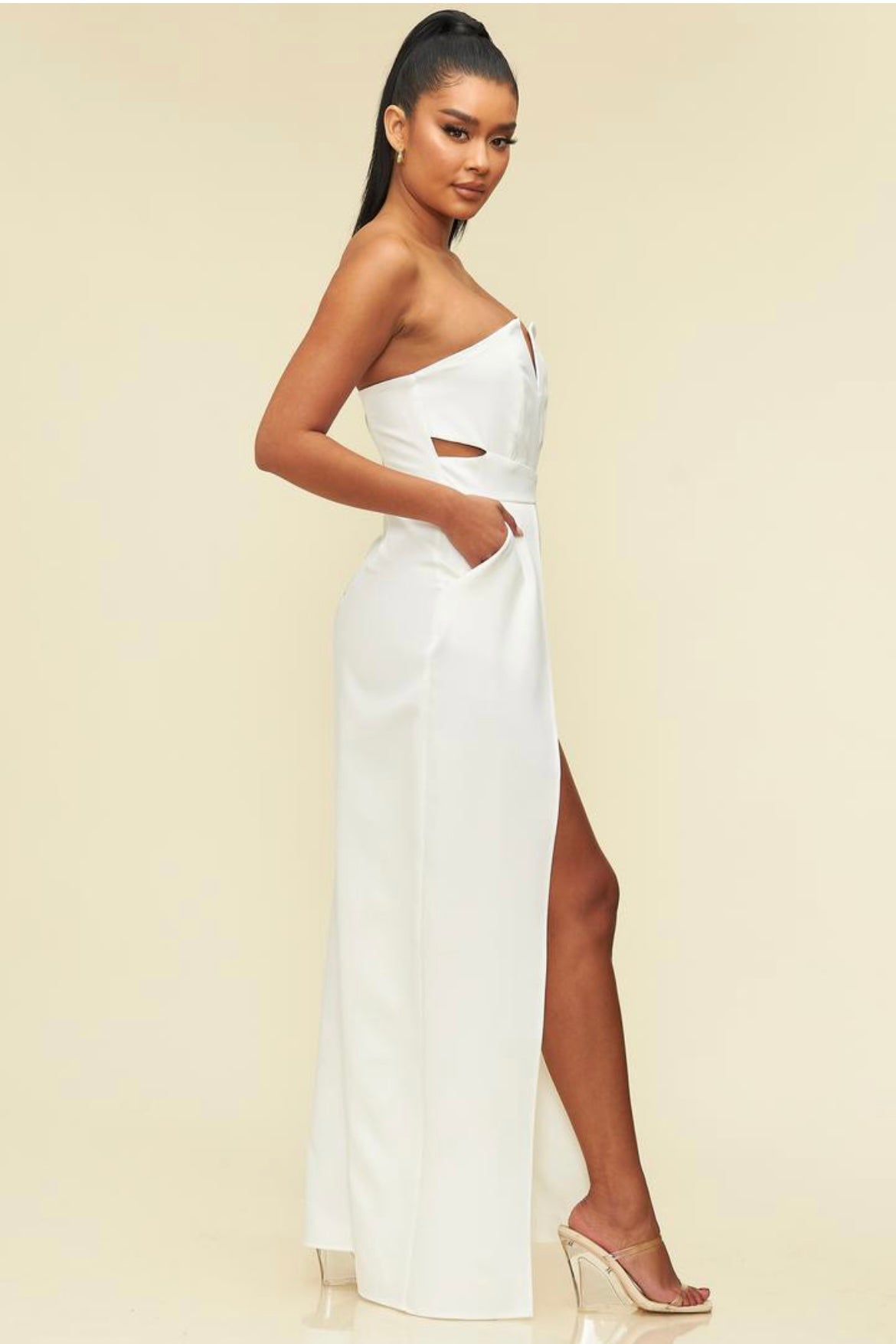 White Bustier Jumpsuit - Nolita Nicole