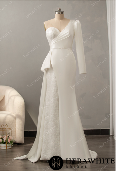 Sweetheart Neckline Wedding Dress with One Shoulder - Nolita Nicole