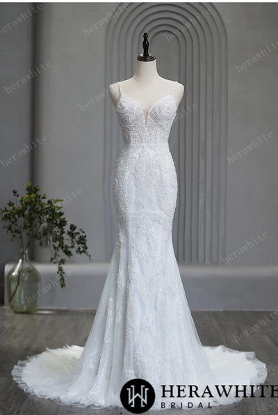 Fit and Flare Wedding Gown with Beads and Sequins - Nolita Nicole