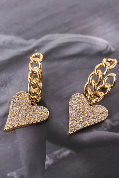 Zircon Decor Heart C-Hoop Drop Earrings - Nolita Nicole