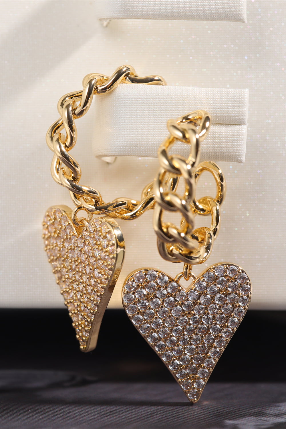 Zircon Decor Heart C-Hoop Drop Earrings - Nolita Nicole