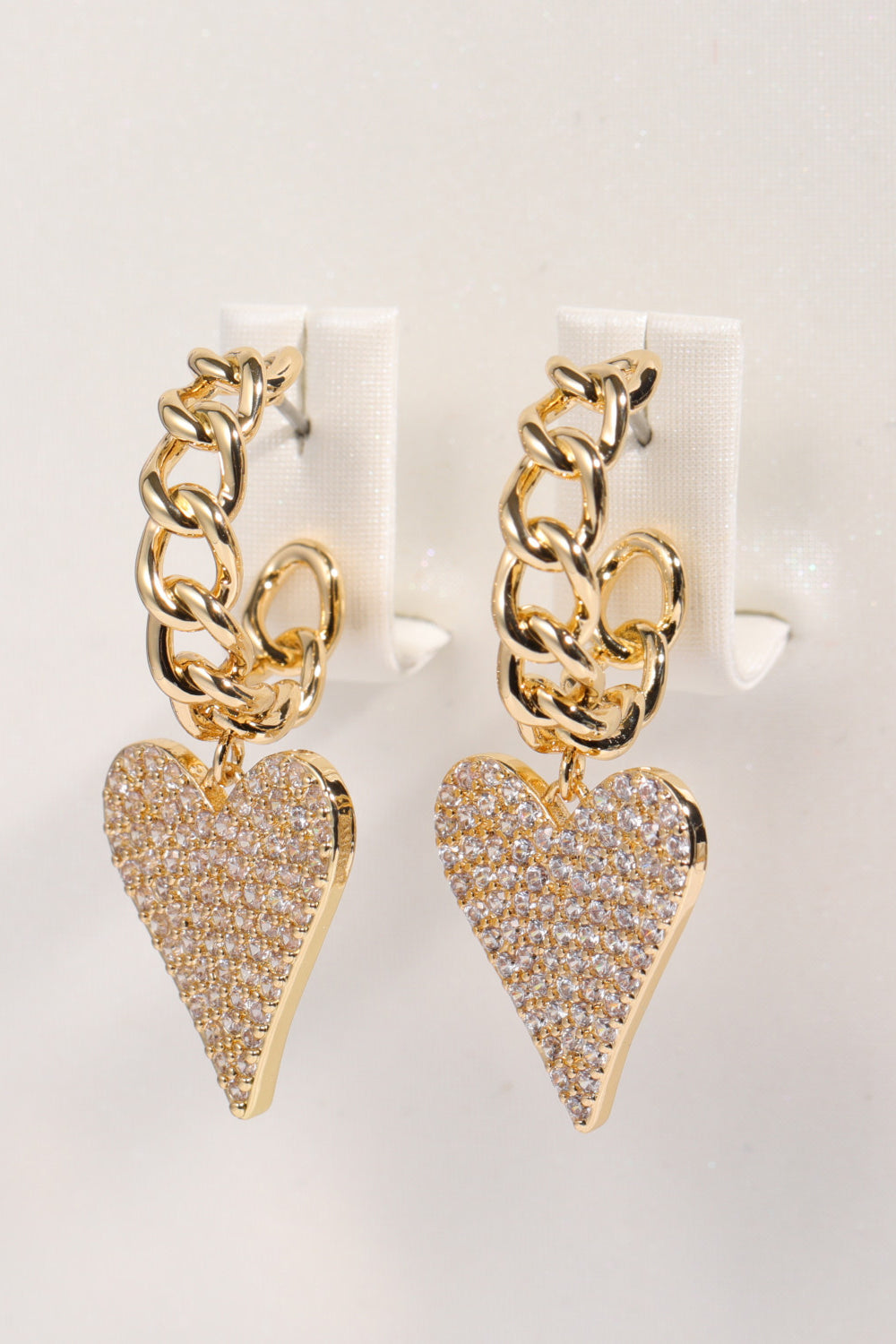 Zircon Decor Heart C-Hoop Drop Earrings - Nolita Nicole