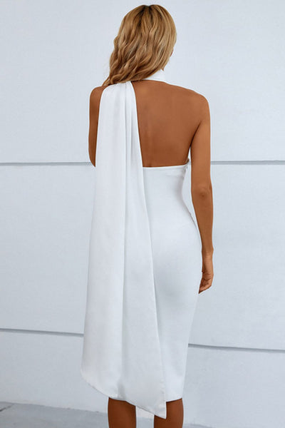 Cascading Detail Halter Neck Bodycon Dress - Nolita Nicole